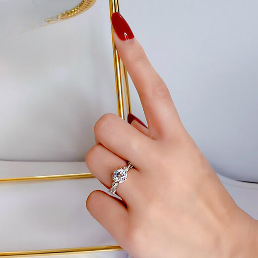 Pt950 platinum D color moissanite bud ring luxury six-claw crown group set vase 1 carat engagement diamond ring D-E/extreme white 1 carat LC/mirror flawless No. 8