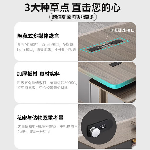 Shengyan fashionable simple modern boss table manager table supervisor table and chair combination 2.2 meters boss table (single side cabinet)