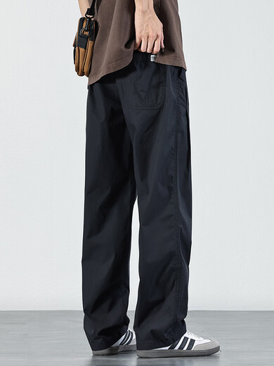 New Balance straight casual pants for men 2025 spring and autumn simple solid color loose trousers trendy wide leg pants autumn black L 130-150Jin Jin equals 0.5 kg