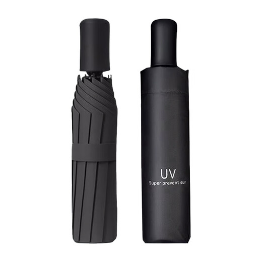 Hot-selling umbrella, manual UV folding vinyl, sun protection and external ray shading, sunny and rainy umbrella, automatic 8-bone black UV