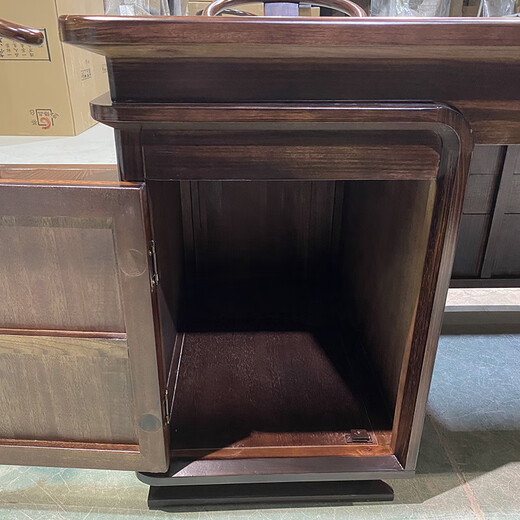 All solid wood desk and bookcase combination rosewood executive desk new Chinese style boss desk and chair office furniture desk black gold 2 meter desk