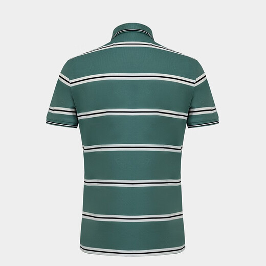 
MAILYARD/Melya Short-sleeved T-shirt Mulberry Silk Business Casual Men's Fashion Lapel T-shirt 753 Green and White Strips M/48