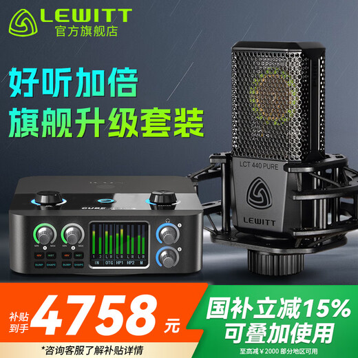 LEWITT LCT440PURE condenser microphone computer karaoke professional recording live broadcast microphone anchor equipment sound card set LEWITT LCT440+Aiken 4nanos set