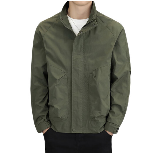 Pierre Cardin Genuine Stand Collar Casual Jacket Men's Spring and Autumn Wear 2025 New Versatile Workwear Top Men Green Spring and Autumn Model XL 120-135Jin Jin is equal to 0.5 kg