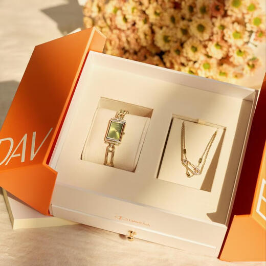 Davena star's same style Di Weina small pin watch, feminine, light luxury, small green watch, small square watch, women's watch