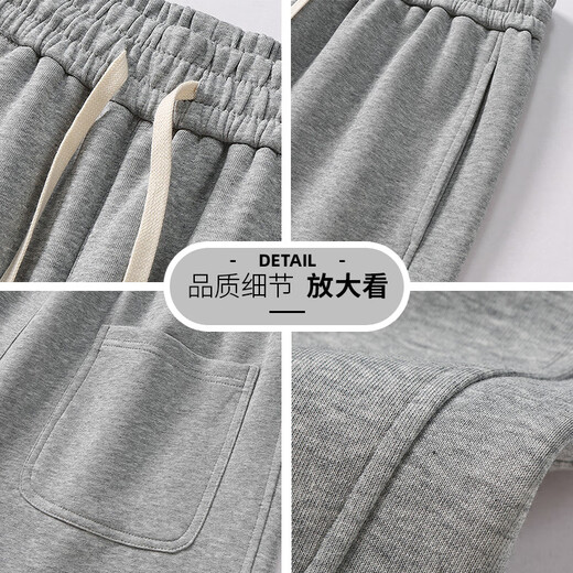 JEEP SPIRIT sweatpants men's autumn and winter loose leg casual pants men's versatile comfortable thickened trousers black XL