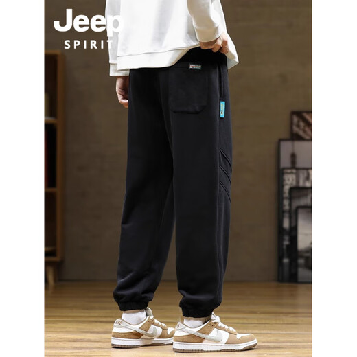 JEEP SPIRIT Jeep Casual Pants Men's 2025 New Large Size Sports Pants Men's Autumn Loose Casual Versatile Leg-length Pants Black Spring and Autumn XL
