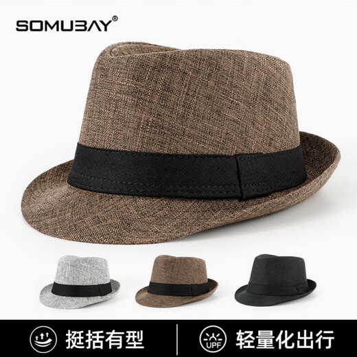 SOMUBAY middle-aged and elderly men's jazz hat dad hat autumn and winter grandpa old man spring and autumn British retro short-brimmed gentleman hat black four seasons M (56-58cm)