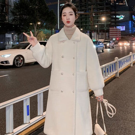 Gu Bing Mink Fur Coat Women's Autumn and Winter New Style Mid-Length Gold Mink Fur Coat White M Recommended 100-115