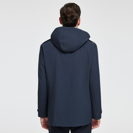 Rozio store same style, anti-wrinkle and easy to care for, autumn 25 LOZIO men's business casual detachable hood short windbreaker, royal blue L (50)