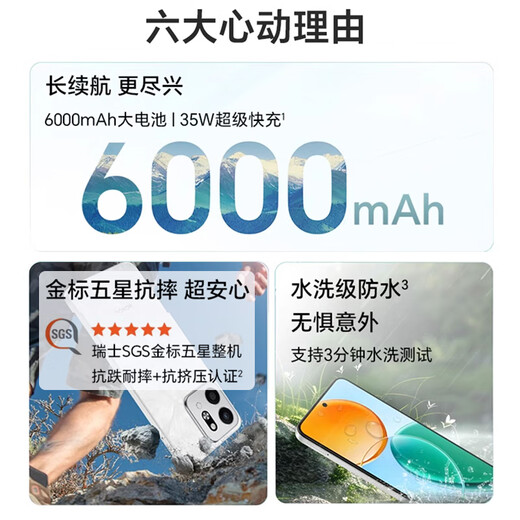 Honor Play9T, 15% national subsidy, new 5G full network mobile phone, 6000mAh large battery, waterproof and drop-resistant, dual loudspeaker, large volume, AI smartphone, turquoise green, 8GB+256GB, official standard configuration