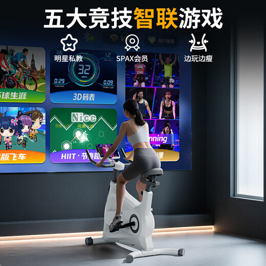 Yingerjian Home Spinning Bike Intelligent Magnetic Control Silent Sports Weight Loss Fitness Equipment Indoor Cycling Fitness Bike Standard Model Physical Resistance + Competition Game