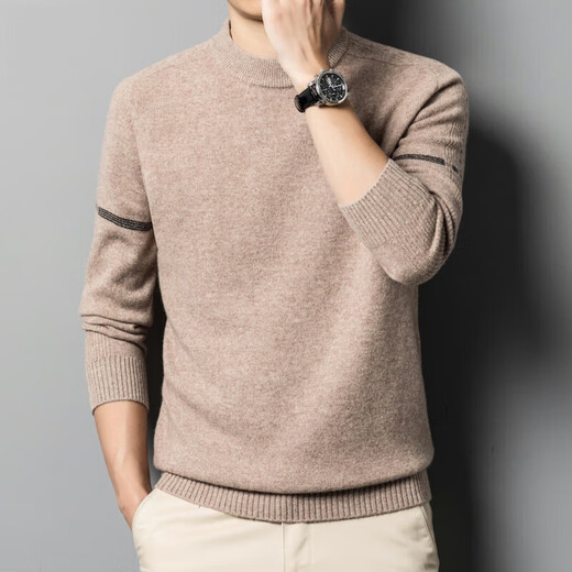 XJSGS luxury international brand men's high-end wool sweater 100% pure wool autumn and winter round neck knitted sweater men's inner wear high-end cirrus ready stock XL /115 recommended 135-155 Jin Jin equals 0.5 kg