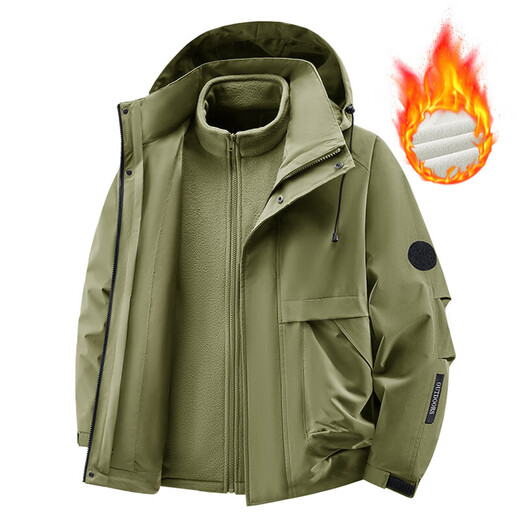 Men's and women's outdoor three-in-one jacket 2025 new windproof and waterproof autumn and winter jacket mountaineering jacket with liner black XL