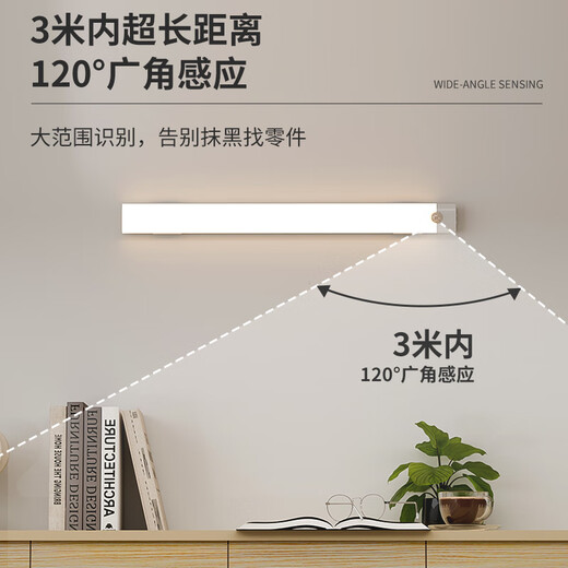 Platinum ultra-thin LED human body sensor lamp intelligent wireless light control charging lamp work lamp 30CM three-color dimming
