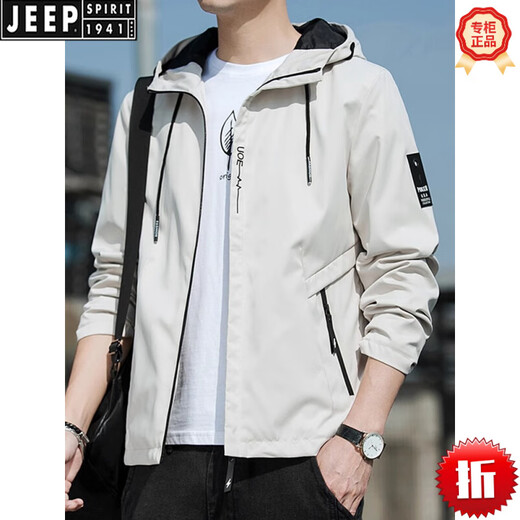 Jeep Spirit Men's Spring и осень твердый цвет Новое открытое спортивное платье с капюшоном молодежь куртка весенняя зарядка Top K12131 Black M