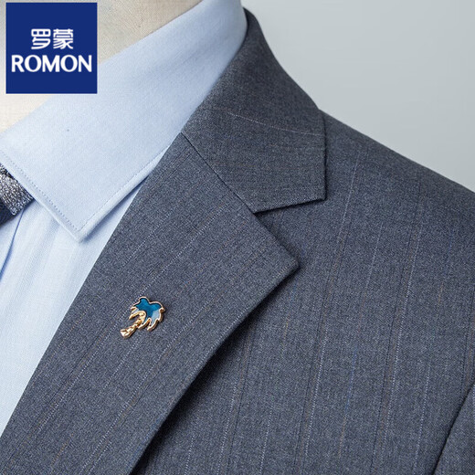 Luo Meng Groom's Suit Korean Style Business Slim Wedding Dress Groomsmen Casual Suit Men's Three-piece Suit 2266 Blue Gray Two-piece Suit 3XL 190