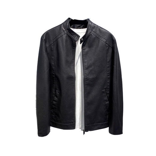 ROMON selects men's youth autumn and winter leather jackets Korean style motorcycle PU leather jackets plus velvet jackets men's trendy clothes black regular 3XL 160-170Jin Jin is equal to 0.5 kg