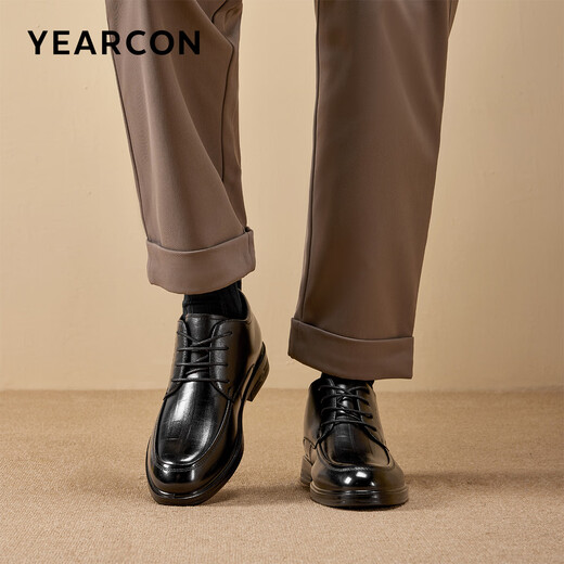 Yierkan men's shoes high-top plus velvet warm business formal cotton shoes comfortable commuter leather shoes 59785W black 41