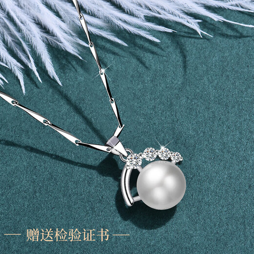 Chow Tai Fook Pearl Necklace Mother's Birthday Gift Mother's Day Gift Practical for Mother-in-Law S925 Silver Freshwater Pearl