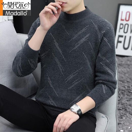 Pull à collier moyen modal Mink Velvet Black Fil Black en hiver épaissis en velours chaud en velours à demi-haut à couche K12156 Black 2xl (recommandé 135-150jin [Jin est égal à 0,5 kg]))