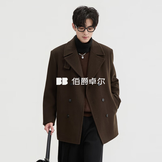 Earl Zall wool shoulder-padded double-sided woolen coat for men with one hand length 2025 autumn and winter new commuter coat for men P541584 Moon Night Black M (170)