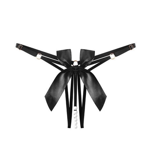 Sexy T-string Pearl Le Yin Hot Women's Underwear One Rope Sexy Butterfly Lingerie Massage Panties Large Size Black One Size 8010Jin Jin is equal to 0.5 kg