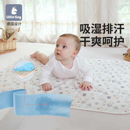 Little tinylittletiny baby diaper pad washable spring and summer newborn baby waterproof cooling pad children's cotton diaper sheet Alice Manor 60x80cm
