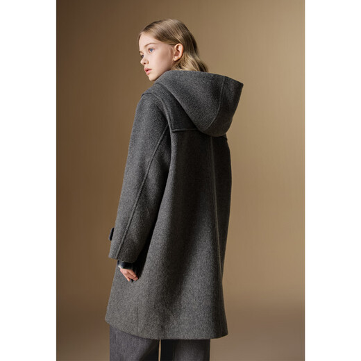 ELLE KIDS children's clothing 50% woolen coat girls autumn and winter new French college mid-length warm coat gray 150