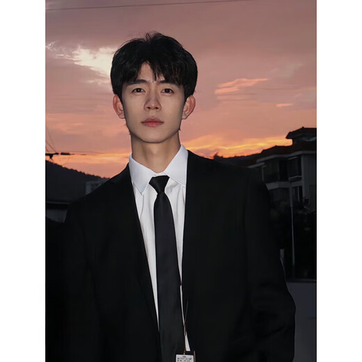 Suit suit for men, teenagers, high school students, college students, graduation defense formal wear, casual interview suit men, four-piece suit, suit + white shirt + black tie + trousers XL recommended 135 Jin Jin equals 0.5 kg -150 Jin Jin equals 0.5 kg