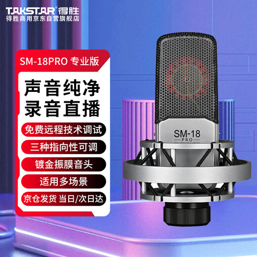 TAKSTAR SM-18 PRO condenser microphone live broadcast microphone condenser microphone instrument recording professional recording singing K studio stage performance 1 black