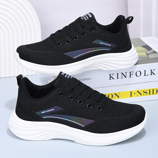 Bain men's shoes for summer light breathable sports shoes casual running shoes dad shoes men's net shoes summer new LZ1699 men's all black 38