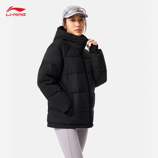 Li Ning Short Down Jacket Women's 2025 Autumn and Winter New Fashion Casual Hooded Warm Sports Jacket AYMV776