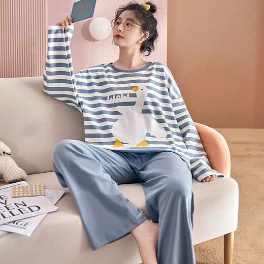 
Lan Miao Spring and Autumn Pajamas Autumn Women's Pure Cotton Long Sleeve Set 2025 New Spring Summer Girls Home Clothing LX-15125 M 80-100Jin [Jin equals 0.5 kg]