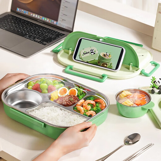 Supor lunch box 316L stainless steel lunch box for office workers, primary school students, water-filled insulated lunch box, divided plate, giant panda 316L stainless steel-5 divided plates, 1.5L