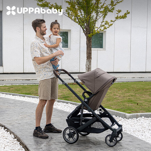 UPPAbabyCRUZ stroller, high view, two-way, sit and lie down, easy to fold, baby stroller CRUZ V2+, gray pink - new product upgrade