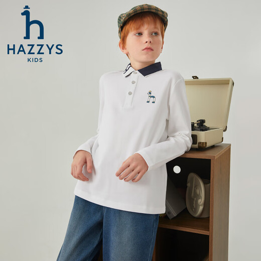 HAZZYS children's clothing boys and girls POLO shirt autumn new lapel casual long-sleeved T-shirt navy 130