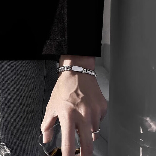 MZMZ Platinum Bracelet Men's Cuban Chain PT950 Platinum Fashion Temperament Trendy Male Hip Hop Valentine's Day Birthday Gift for Boyfriend Light Luxury Style - Local Warehouse Next Day Delivery 16+5cm