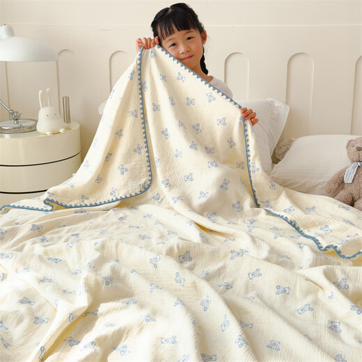 Pick-up cat gauze blanket double-layer gauze children's kindergarten air-conditioning blanket baby baby blanket nap single towel cotton wrinkled gauze-Yuanqi Duck 180cm200cm-double blanket one blanket multi-purpose