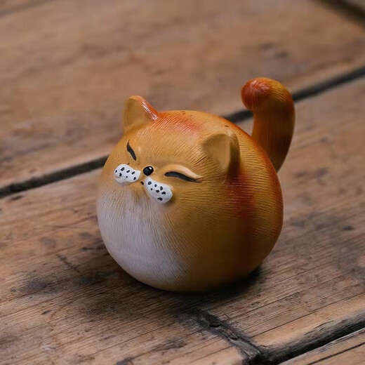 Jiangmingtang Yixing original mineral purple sand tea pet cute cute cat little yellow chicken sculpture creative clay painting ornaments tea play little cute cat little orange cat