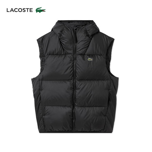 LACOSTE French Crocodile Men's 25 Autumn New Duck Down Zipper Hooded Down Vest | BH2895 031/Black M 50