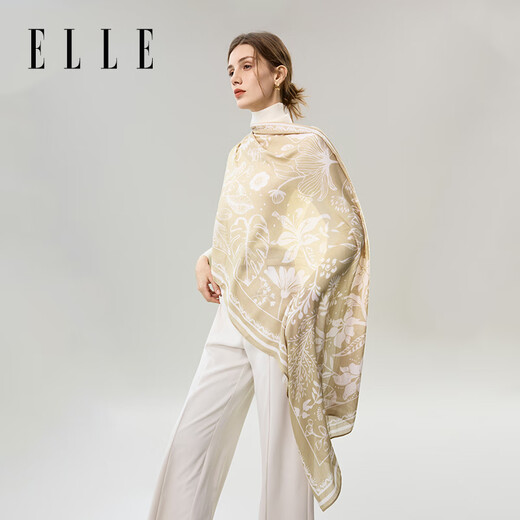
ELLE scarf for women in autumn and winter new printed shawl for mothers and elders holiday gifts warm and fashionable modal khaki