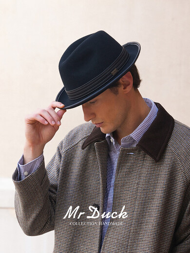 Mr DUCKMr DUCK25 winter Australian superfine wool hat men's foldable British jazz hat sheepskin hatband retro brown coffee 100 wool M suitable for 5657cm head circumference