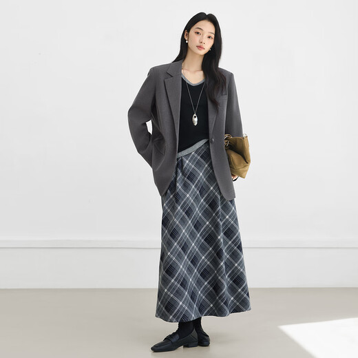 Dialogue (DUIBAI) gray high-end right shoulder small suit for women 2026 spring new style versatile temperament casual commuting suit jacket high-end gray L