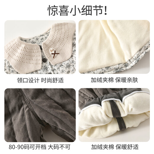 Banxidi Girls Suit Autumn and Winter Clothing 2025 New Children's Jacket Pants Plus Velvet Padded Clothes Baby Winter Children's Clothing Beige 80