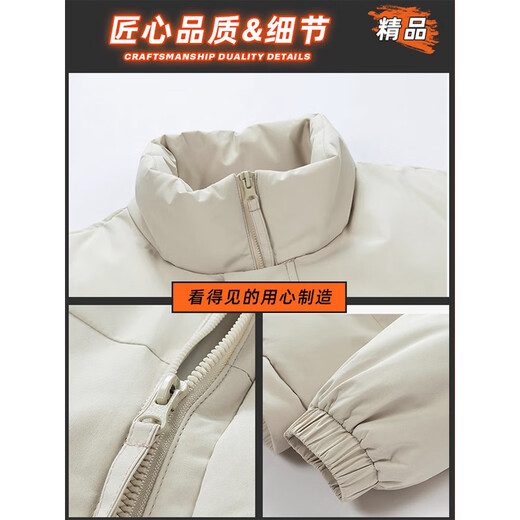 JEEP SPIRIT Cotton Clothes Men's Autumn and Winter American Simple Stand Collar Cotton Clothes Versatile Casual Trendy Brand Warm Cotton Jackets Black XL