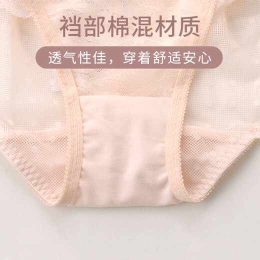 Huagoer Blue Label Japanese Lace Mid-Low-Wait Briefs Underwear Women WP3523 Tender Pink 1 L (165/95)