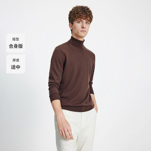 Navigare Italian dinghy machine washable turtleneck sweater for men in autumn and winter antibacterial sweater black simple sweater Van Dyke Brown XL