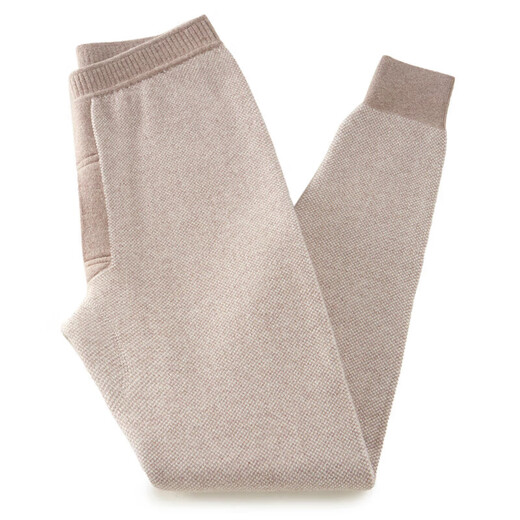 KING DEER pure cashmere men's thickened high-waisted thermal pants women's slim-fitting autumn and winter inner wool bottoming cashmere pants for men - sesame style - dark gray 2XL