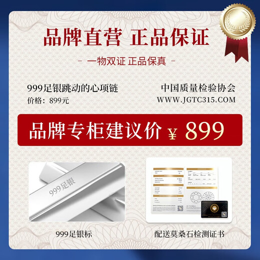 The only (Winy) 999 sterling silver necklace for women, light luxury and high-end moissanite pendant birthday gift for girlfriend and wife jewelry